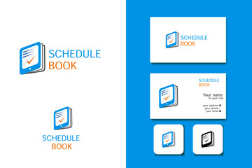 schedule book logo design vector template and business card with editable text