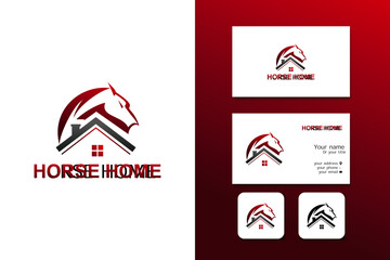 Obraz na płótnie Canvas horse home logo design vector template and business card with editable text
