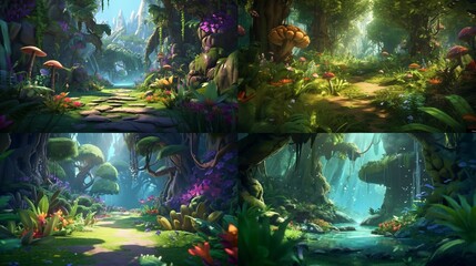 Forest Treasure.Video Games Digital CG Artwork Concep.Generative AI.