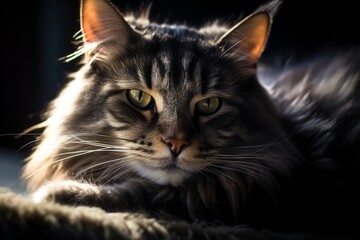 a long haired cat is sitting on a blanket