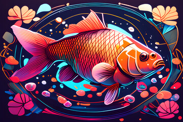 Fototapeta premium colored carp.Generative AI