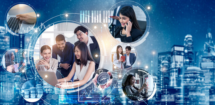 financial concept, asian business people working