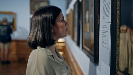Young beautiful hispanic woman visiting art gallery at Belvedere Palace in Vienna - Powered by Adobe