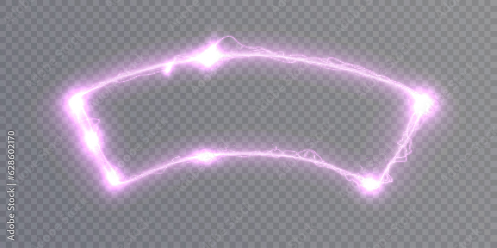 Aufkleber rectangular curved frame with neon light effect. abstract purple light neon frame. futuristic screen