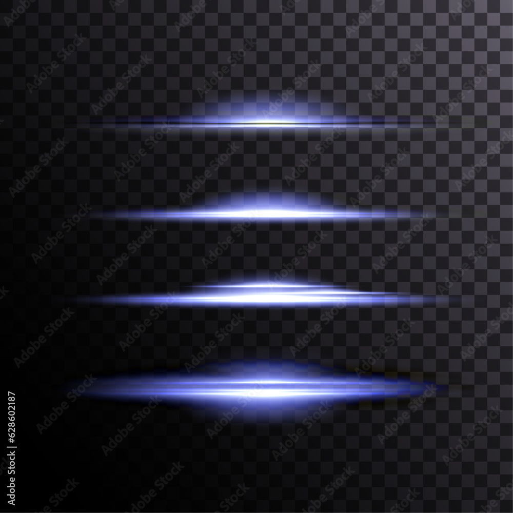 Aufkleber set of blue horizontal highlights. laser beams of light, horizontal light beams. set of glowing tran