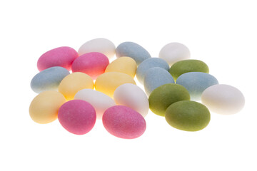 colored dragee with almonds isolated