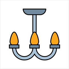 Chandelier lamp outline vector icon. Ceiling lamp line icon. linear style sign for mobile concept and web design. vector illustration on white background