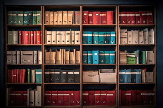 a shelf filled with many different kinds of folders Generative Ai