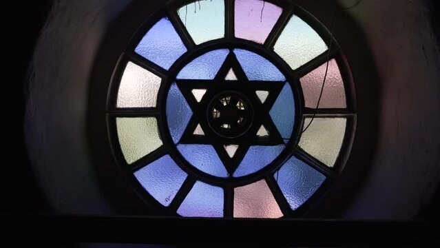 Asmara Synagogue window with star of David Central Region Asmara Eritrea