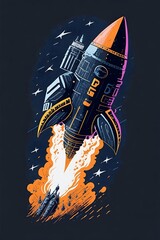 Very details rocket launchlost in galaxy background