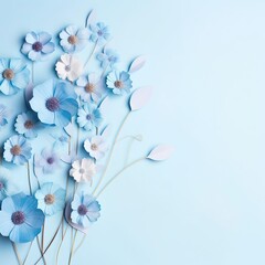 mother's day concept with blue flowers over pastel background, Generative AI