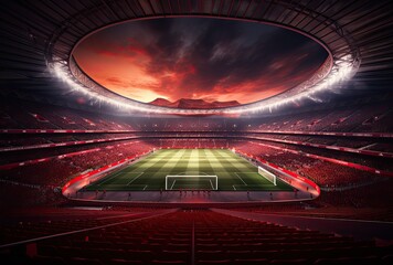 Fototapeta na wymiar Large football stadium is seen in night