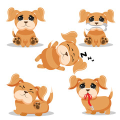 Cartoon funny dogs collection set