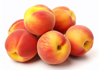 Peaches sweet summer fruit on white background.Macro.AI Generative