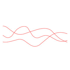 Red thin line wavy abstract background. Vector illustration