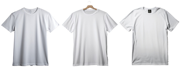 Stylish basic t-shirt on transparent background, front  views. Space for design 