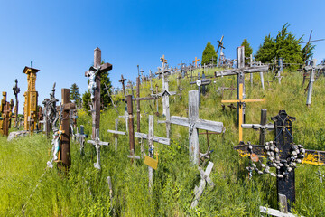 Crosses and religious symbols at the hill of crosses (kryziu kalnas) in Lithuania, Baltic States