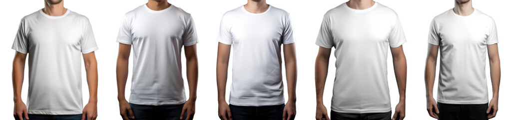 t-shirt design and people concept - close up of young caucasian man in white t-shirt, front shirt. on transparent background