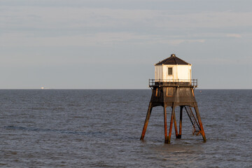 sunset over Dovercourt low lighthouse, built in 1863 and discontinued in 1917 and restored in 1980...