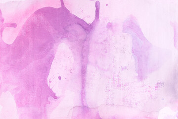 Abstract watercolor background. Stained purple lilac paint on canvas, art collage.