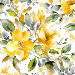 Fototapeta premium yellow flowers watercolor 
