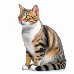 Obraz premium a tabby cat sitting on a white background