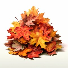 Naklejka na ściany i meble Autumn leaves pile. Maple foliage colors - red, orange, yellow. Fall season.