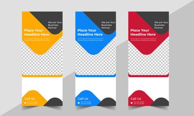 Business Roll Up Banner corporate Roll up background for Presentation, Vertical roll up, x-stand, exhibition display, Retractable banner