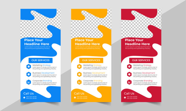 Business Roll Up Banner corporate Roll up background for Presentation, Vertical roll up, x-stand, exhibition display, Retractable banner