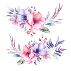 Romantic Watercolor Fairy Florals: Soft Hues on Transparent Background for Dreamy Creations	
