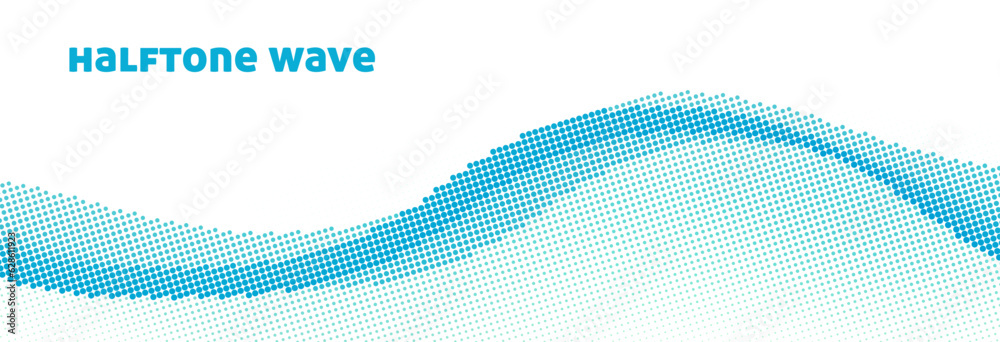 Aufkleber halftone wave by cerulean dots. wide vector pattern