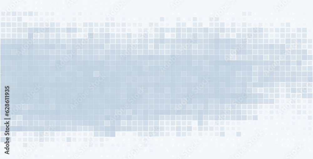 Poster Minimal bluish grey background with disappearing mosaic. Vector graphic pattern