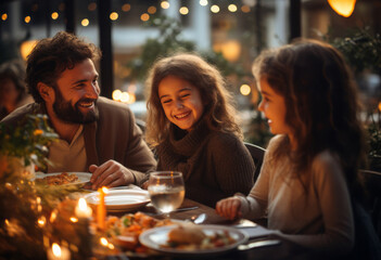 Happy Thanksgiving Day Family enjoying dinner