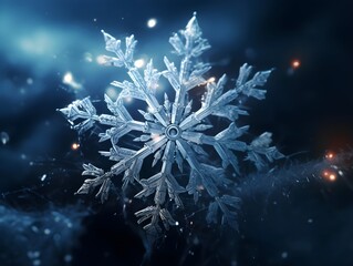 Mikrokosmos des Winters: Nahaufnahme einer Schneeflocke