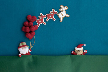 Newborn digital backdrop with teddy bear, santa claus, reindeer and handmade crochet hearts. ...