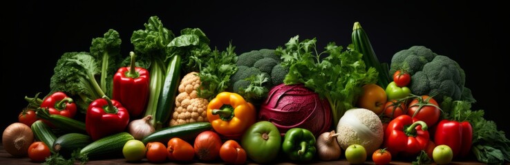 Naklejka na ściany i meble Food background with assortment of fresh organic vegetables, various types