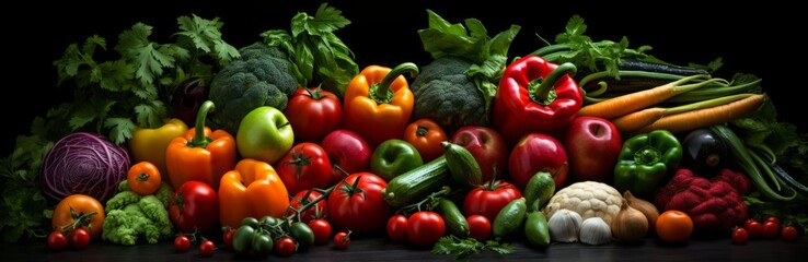 Fototapeta na wymiar Food background with assortment of fresh organic vegetables, various types