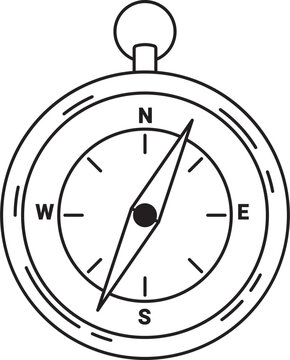 black and white compass pointing north clip art preview