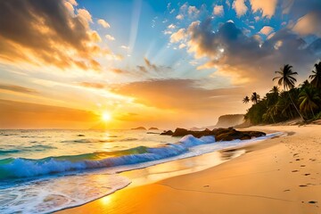 sandy beach and tropical sea