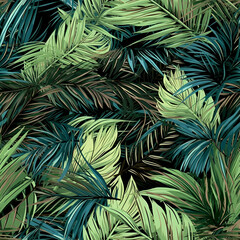 Naklejka na ściany i meble palm leaves background,tree,evergreen,AI generated 