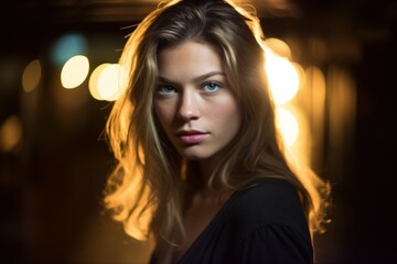 Fototapeta premium a woman with long blonde hair and blue eyes
