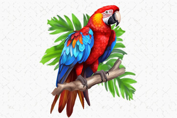 Macaw Parrot bird is flying with white background and clipping path. Generative AI