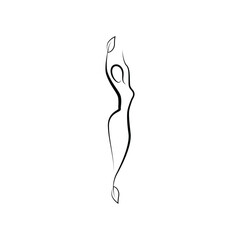 Woman stand pose line art logo