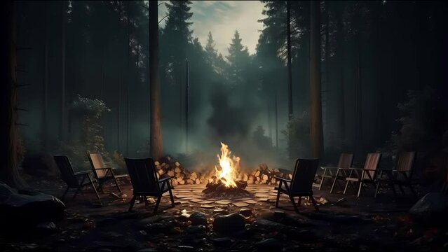 Cozy Bonfire in a Forest by Night - ambience loop