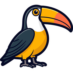 Toucan colorful bird yellow and orange large beak logo vector