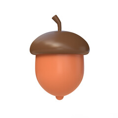 3d acorn icon in cartoon style. illustration isolated on white background. 3d rendering