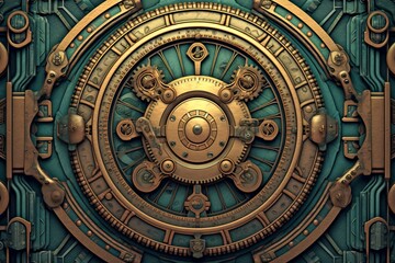 an abstract image of a clock with gears on it