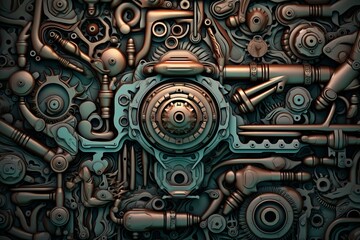 an abstract image of a machine with many different parts