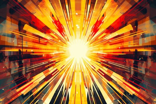 an abstract image of a burst of light coming out of a dark background
