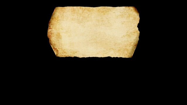 Ancient Old Parchment Paper Flutter on black Background